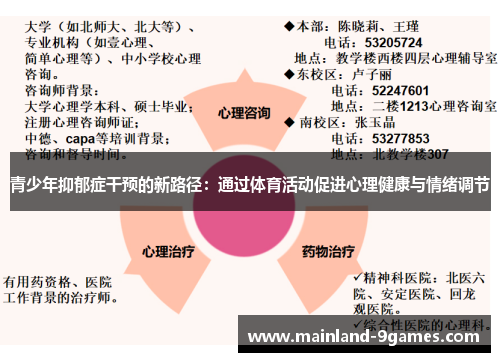 青少年抑郁症干预的新路径:通过体育活动促进心理健康与情绪调节 青少年抑郁症干预的新路径:通过体育活动促进心理健康与情绪调节